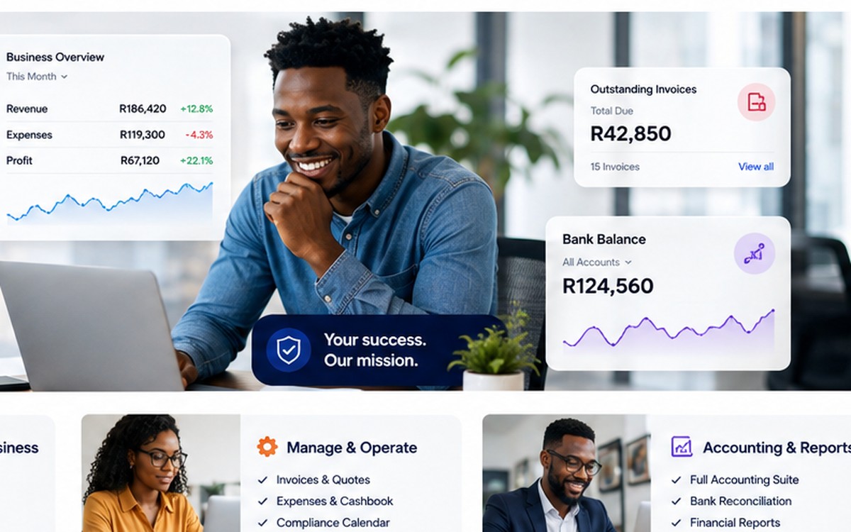Blue Pioneer business owner using the professional business and accounting platform